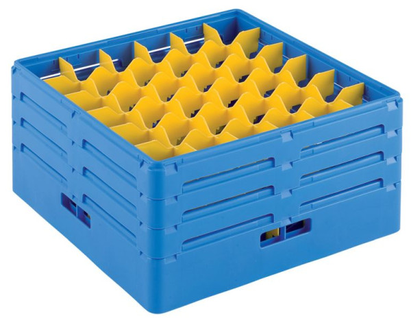 ZANUSSI Gläserkorb Kunststoff, blau, mit Facheinteilungen und geneigtem Boden, Fassungsvermögen: 36 Gläser, Maße: 500 x 500 x 255 mm, 406867042