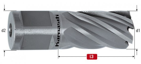 Karnasch HSS-XE Kernbohrer, Weldonschaft 19mm, Nutzlänge 25mm, Silver-Line25 d=60mm, 201255060