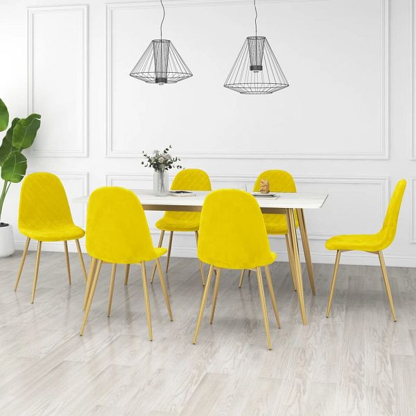 vidaXL Esszimmerstühle 6 Stück Senfgelb Samt, 3082877, 8720286667422
