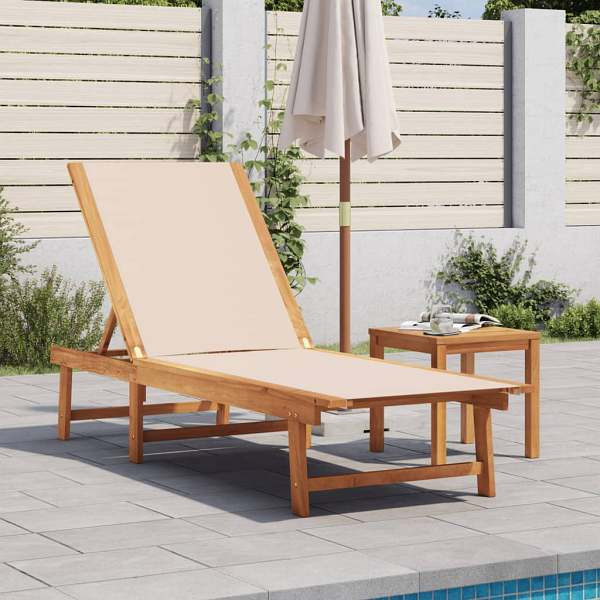 vidaXL Sonnenliege Creme Massivholz Akazie und Textilene, 4008412
