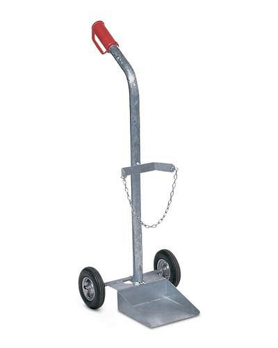 DENIOS Stahlflaschenwagen GFR-1, für 1 Gasflasche (Ø 250 mm), Luft-Bereifung, 115201