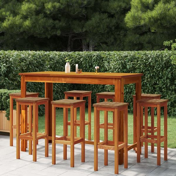 vidaXL Barhocker 8 Stück Massivholz Akazie, Material: Akazien-Massivholz, mit Öl behandelt, 3115991