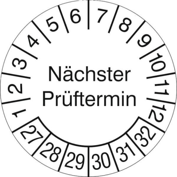 Stein HGS Prüfplaketten ohne Jahresfarbe (6 Jahre), Papier, Ø 20 mm, 2027-2032, 31.c7031-27