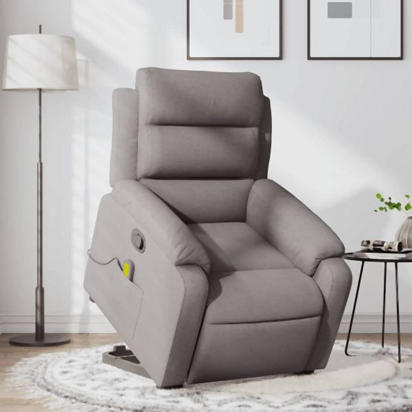vidaXL Massagesessel mit Aufstehhilfe Taupe Stoff, 3205000