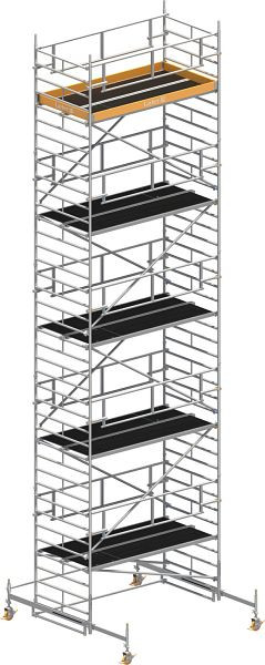 Layher Gerüst Uni Breit P2 SAFETY PLUS mit Doppelgeländer, Max. Plattformhöhe: 9,38 m, 1422109
