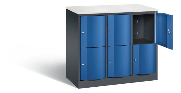 C+P Schließfachschrank Resisto, H1077xB1148xT540mm, Farbe: Schwarzgrau / Enzianblau, 8472-372 S10135