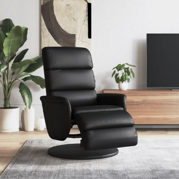 vidaXL Relaxsessel mit Fußteil Schwarz Kunstleder, 356717