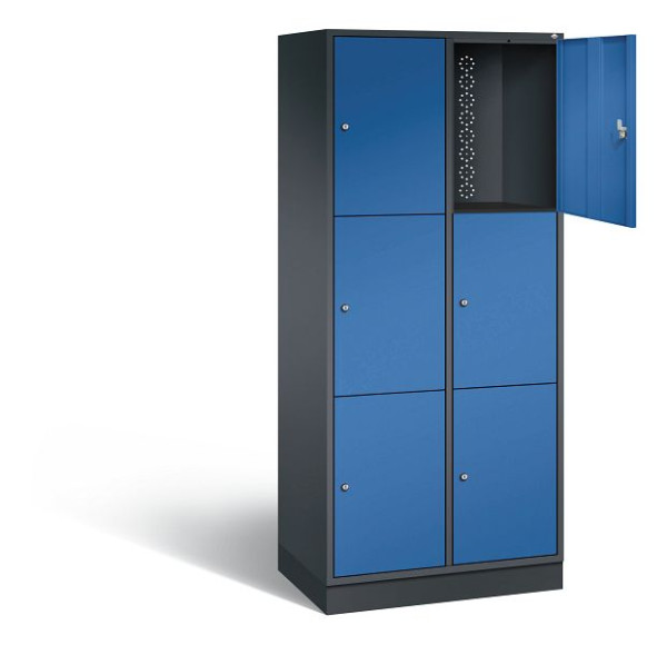 C+P XL-Schließfachschrank Intro, H1950xB820xT490mm, Farbe: Schwarzgrau / Enzianblau, 8370-202 S10020