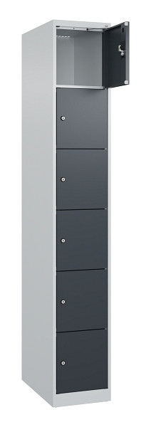C+P Schließfachschrank Evolo PLUS, 6 Fächer, 1850x300x500mm, 7035/7016, 049000-106 S10012