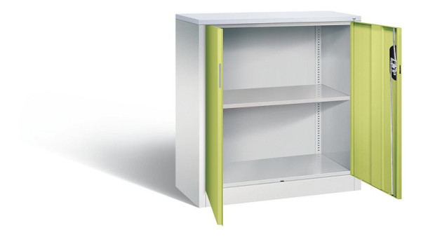 C+P Büroschrank Acurado, H1000xB930xT400mm, Farbe: Lichtgrau / Viridingrün, Muldengriff, 2 OH, 9266-1200 S10303