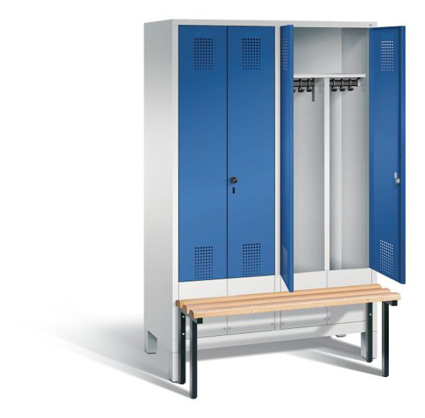 C+P Schwarz-Weiss-Spind Evolo, H1850xB1190xT815mm, Farbe: Lichtgrau / Enzianblau, 48032-40 S10009