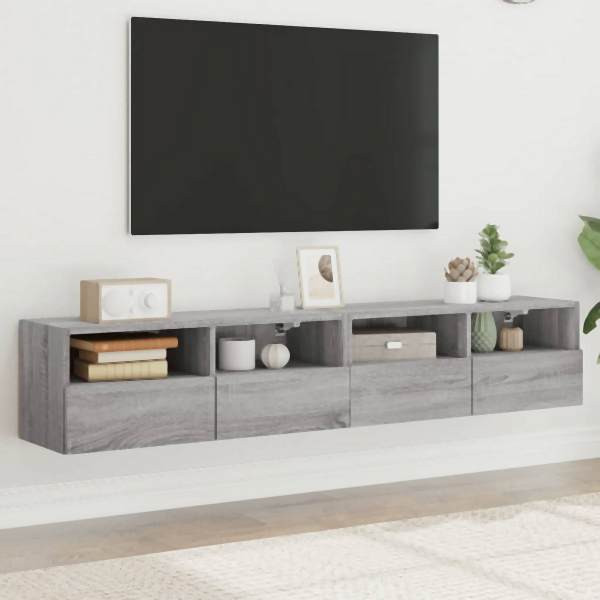 vidaXL TV-Wandschränke 2 Stück Grau Sonoma 80x30x30 cm Holzwerkstoff, 836879