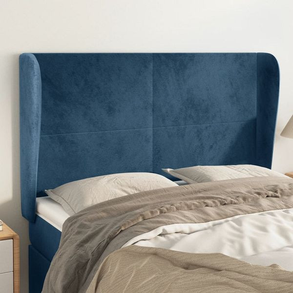 vidaXL Kopfteil mit Ohren Dunkelblau 147x23x118/128 cm Samt, 3117728