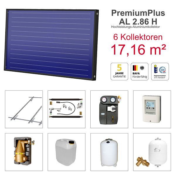 Solarbayer PlusAL Solarpaket H6 Biber, Gesamtfläche Brutto: 17,16 m² horizontal, 410806110