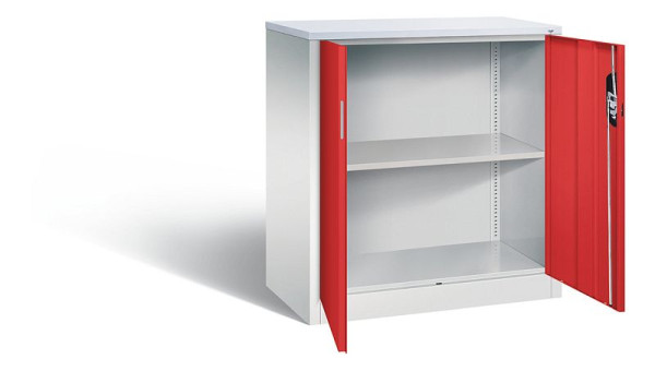 C+P Büroschrank Acurado, H1000xB930xT500mm, Farbe: Lichtgrau / feuerrot, Muldengriff, 2 OH, 9286-1200 S10345