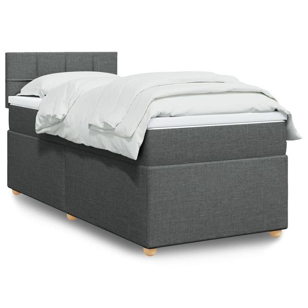 vidaXL Boxspringbett mit Matratze Dunkelgrau 80x200 cm Stoff, 3286508