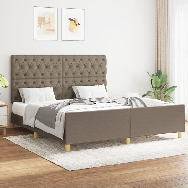vidaXL Bettgestell mit Kopfteil Taupe 160x200 cm Stoff, 3125312