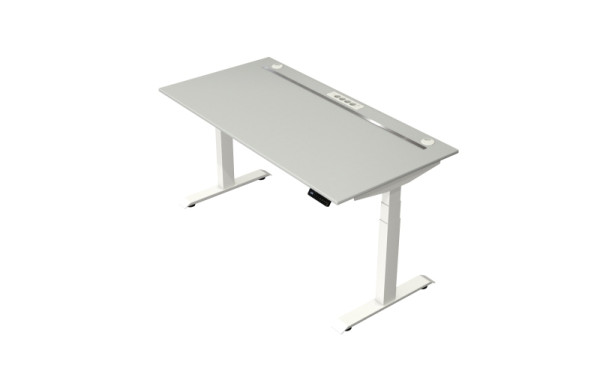 Kerkmann Steh-/Sitztisch Move boost 4 1600 X 800 elektrisch höhenverstellbar von 640-1290 mm, Weiß/Lichtgrau, 10430611