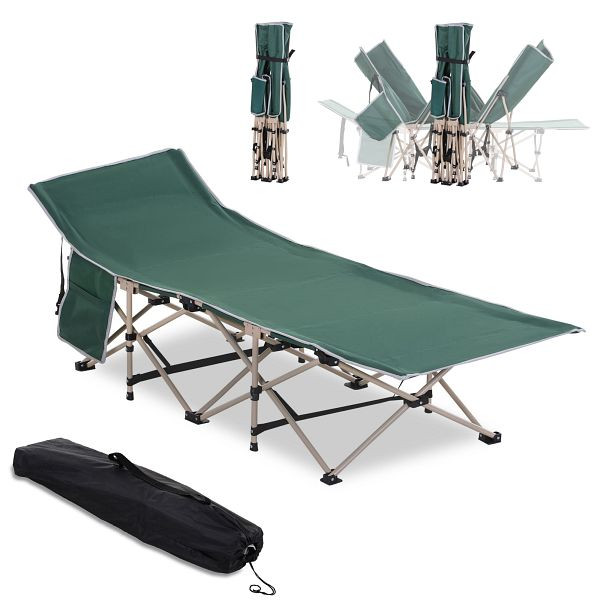 Outsunny Feldbett, Camping-Bett, klappbar, wetterbeständig, ink. Tragetasche, 190 cm x 68 cm x 52 cm, Grün + Beige, A20-116GN