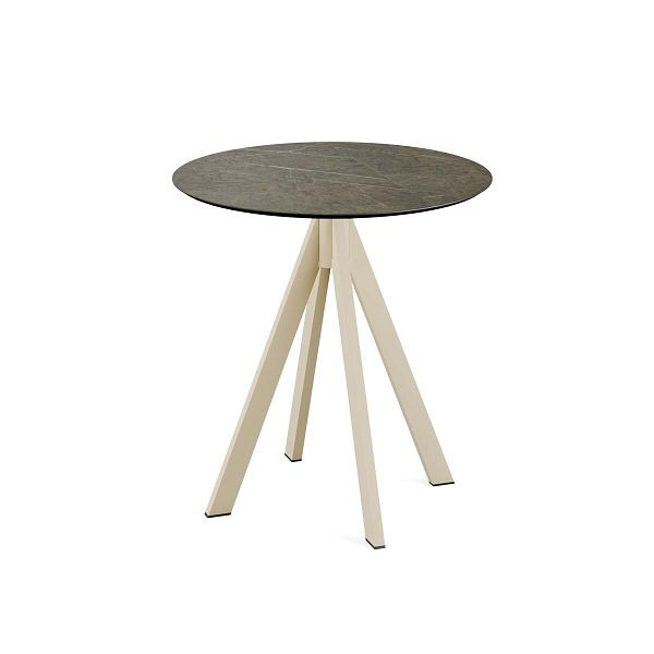 Feros Infinity Terrassentisch Sand gestell + Midnight Marble HPL Ø70 cm, 120031670