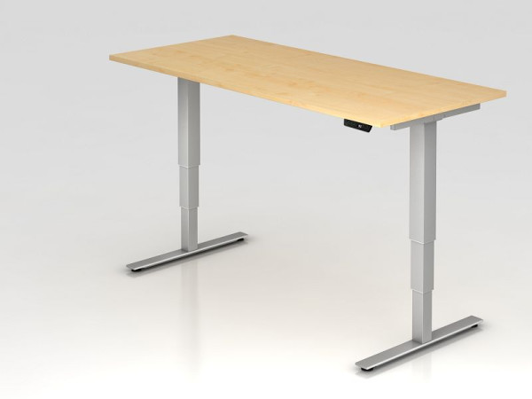 Hammerbacher Sitz-Steh-Schreibtisch elektrisch 180x80cm Ahorn, Arbeitshöhe 63,5 -128,5 cm, VXDSM19/3/S