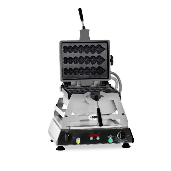 GMG Waffeleisen Rondo, 3x (6 x 20 x 1,4cm), Wechselbare Backplatte Gusseisen, 180° drehbar, 50° bis 300°C, Gehäuse Edelstahl, mit Timer, WR-04 Rondo