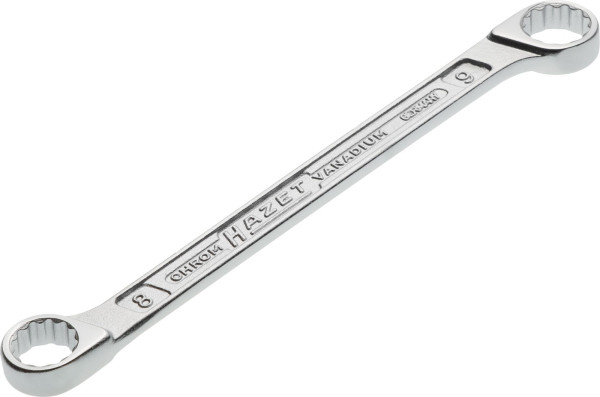 Hazet Doppel-Ringschlüssel, Außen-Doppel-Sechskant-Tractionsprofil, 8 x 9 mm, 610N-8X9
