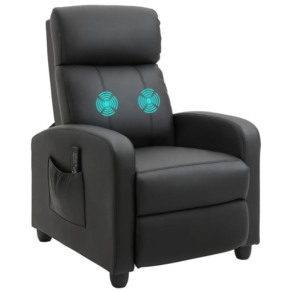 HOMCOM Massagesessel mit Liegefunktion, Relaxsessel mit Massagefunktion, Fernsehsessel mit Fernbedienung, Massagesofa mit Rückenlehne, 700-143V90BK