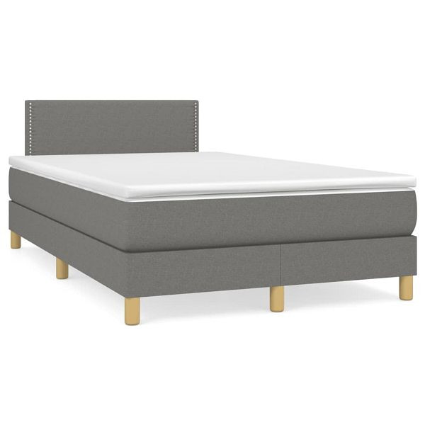 vidaXL Boxspringbett mit Matratze & LED Dunkelgrau 120x190 cm Stoff, 3270082