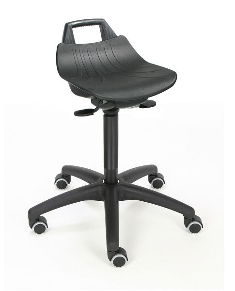 Lotz "Extrem bequem" Stehhilfe, Sitz PP schwarz, groß, Sitzhöhe 520-710mm, Kunststoff-Fußkreuz schwarz, gebremste Doppelrollen, 3662.17