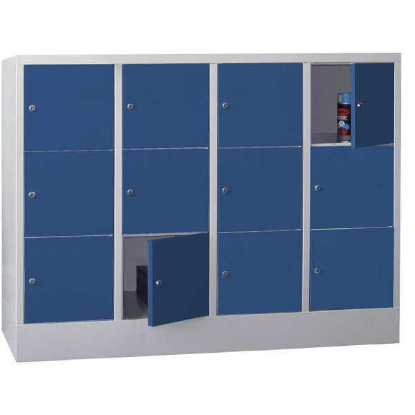 Deskin Schließfachschrank CLASSIC mit glatten Türen, Korpus lichtgrau, Türen enzianblau, H 1187 x B 1600 x T 500 mm, 264112