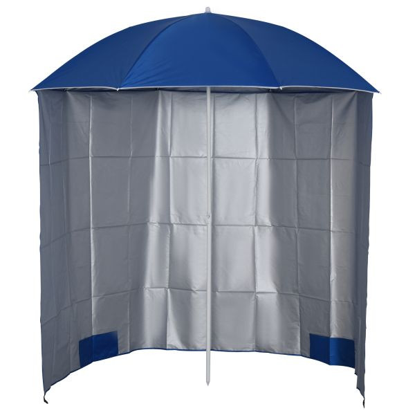 Outsunny Sonnenschirm Strandschirm Sonnenschutz mit Seitenwand Strand Polyester Blau 2,2 x H2,2m, 84D-038BU