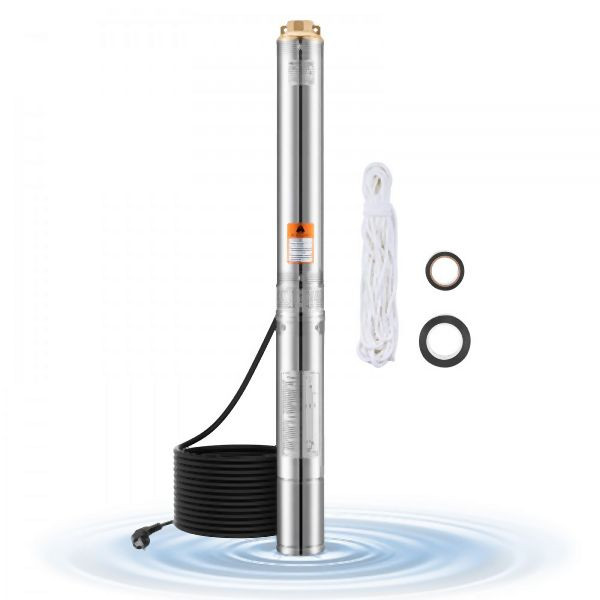VEVOR Tiefbrunnenpumpe Tauchpumpe Edelstahlwasserpumpe 1100 W Eingangsleistung, 246 Fuß Maximale Förderhöhe, 100 L/min Durchflussrate, SJQSB1100W60K85DTV2