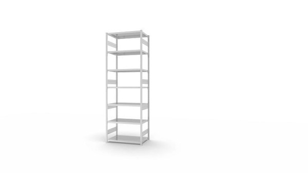 hofe Fachboden-Grundregal, 3000x600x1000 mm, 7 Fachebenen, RAL 7035, 330 kg Fachlast, 2400 kg Feldlast, zweiseitige Bedienung, HKG30610AS