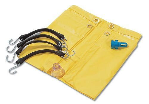 DENIOS Leckagen-Auffangplane, 85 x 205 cm, mit Ablauf mit Schlauchanschluss, gelb, 259444