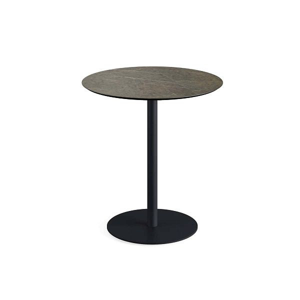 Feros Urban Terrassentisch Schwarz gestell + Midnight Marble HPL Ø70 cm, 130011670