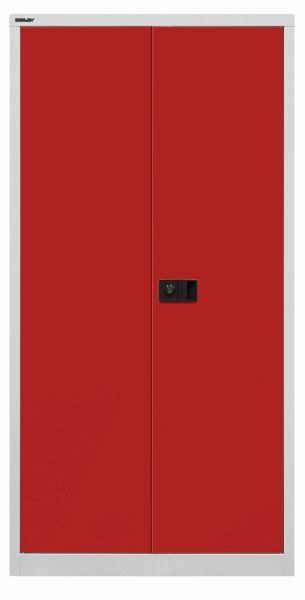 Bisley Flügeltürenschrank Universal, 3 Fachböden, 4 OH, Korpus lichtgrau, Fronten kardinalrot, E722A03506