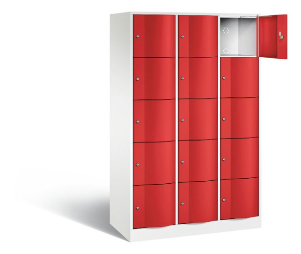 C+P Schließfachschrank Resisto, H1950xB1148xT540mm, Farbe: Verkehrsweiß / feuerrot, 8570-372 S11188