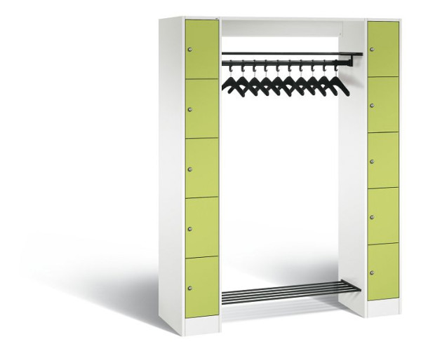 C+P Garderobe Serie 8070, H1950xB1430xT480 mm, Weiß/Viridingrün, 80710-00 S10416