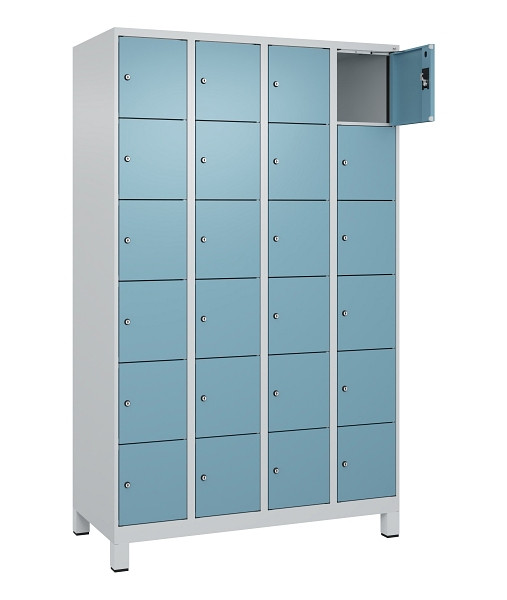 C+P Schließfachschrank Evolo PLUS, mit Füßen, 24 Fächer, 1950x1200x500mm, 7035/2406015 RDS Architekturblau, 049010-406 S10009
