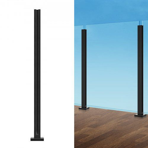 VEVOR Glasklemme 41,34" H Geländerhalterung für 0,39"-0,47" Glas Schwarz, BLLGZHS105CM0PM4VV0