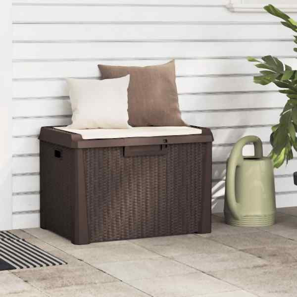 vidaXL Gartentruhe mit Sitzkissen Braun 125 L PP, 364212