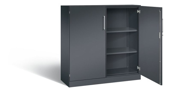 C+P Flügeltürenschrank Asisto, H1310xB1200xT435mm, Farbe: Schwarzgrau, Bügelgriff, 3 OH, 141031-000 S10092