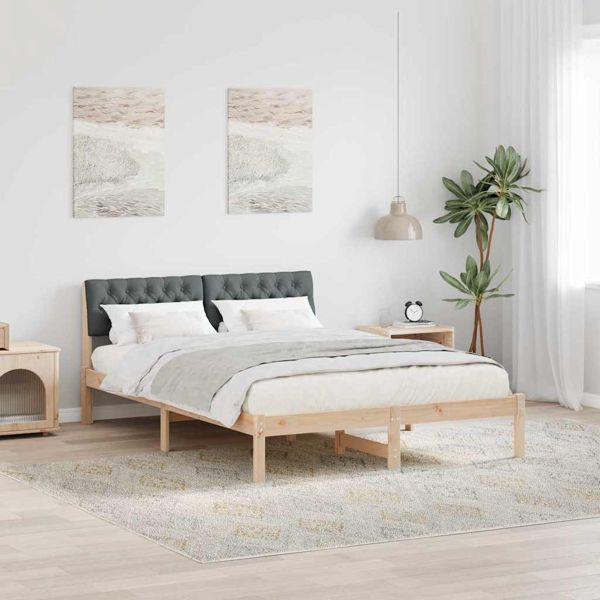 vidaXL Bettgestell braun und dunkelgrau 135 x 190 cm Massivholz Kiefer, 878620