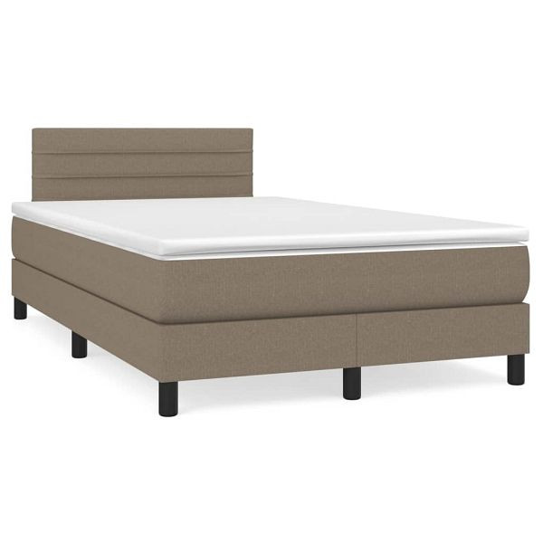 vidaXL Boxspringbett mit Matratze & LED Taupe 120x190 cm Stoff, 3270050