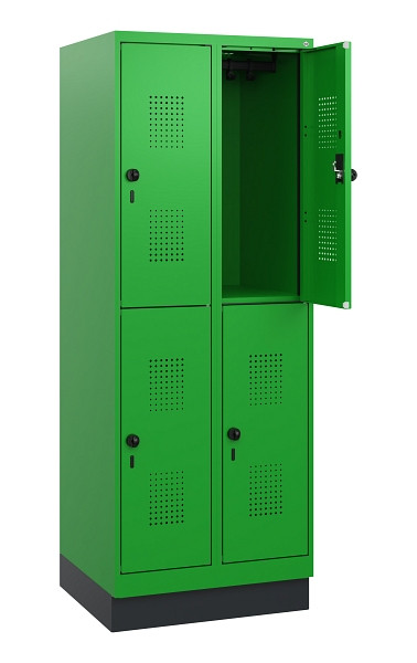 C+P Doppelstöckiger Spind Evolo PLUS, Sockel, 4 Fächer, 1630x600x500mm, 6037/603, Drehriegel, 0493205-20 S10036