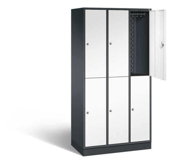 C+P Spind doppelstöckig Intro, H1950xB920xT490mm, Farbe: Schwarzgrau / Verkehrsweiß, 8270-301 S10081