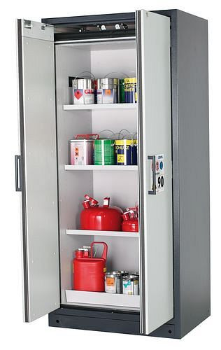 asecos Feuerbeständiger Gefahrstoffschrank Select W-93, 3 Einlegeböden, Türen grau, 200980