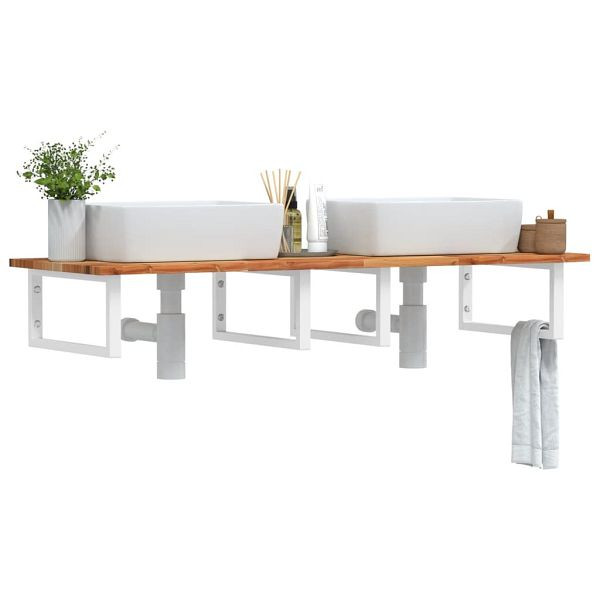 vidaXL Waschbeckenregal Wandmontage Stahl und Akazienholz, 3302840