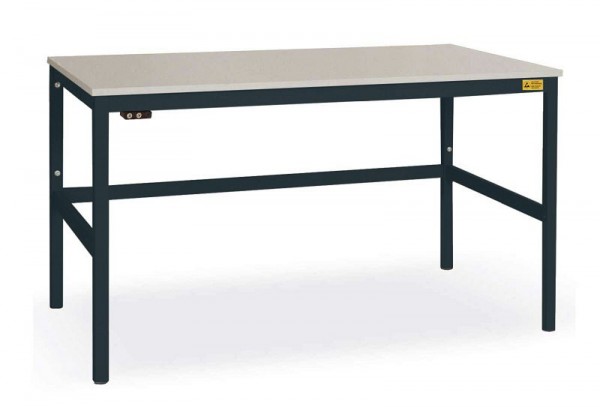 Manuflex ESD-Arbeitstisch CANTOLAB Standard mit Melaminplatte, BxTxH = 2000 x 800 x 765-785 mm, Anthrazit, LC1118.7016